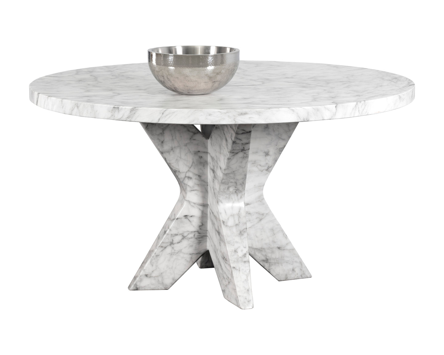 NAHLA CYPHER DINING TABLE TOP - MARBLE LOOK - WHITE - 55"