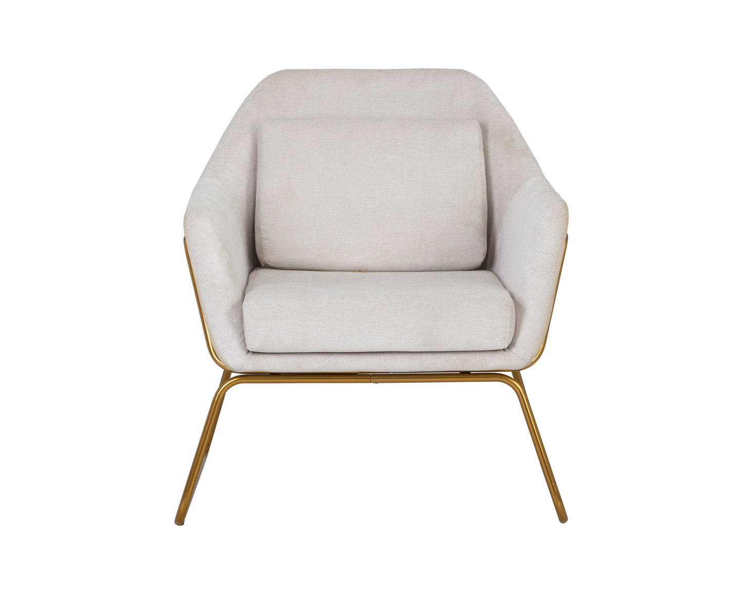 NAHLA WATTS LOUNGE CHAIR - GOLD - POLO CLUB MUSLIN / BRAVO CREAM