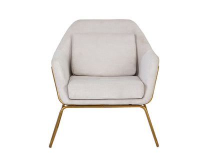NAHLA WATTS LOUNGE CHAIR - GOLD - POLO CLUB MUSLIN / BRAVO CREAM