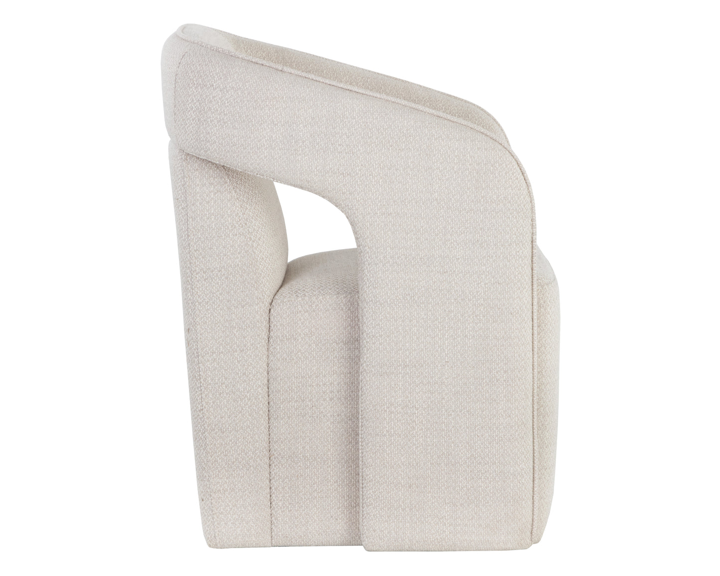 NAHLA KENDRICK WHEELED DINING ARMCHAIR - MOTO STUCCO