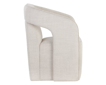 NAHLA KENDRICK WHEELED DINING ARMCHAIR - MOTO STUCCO