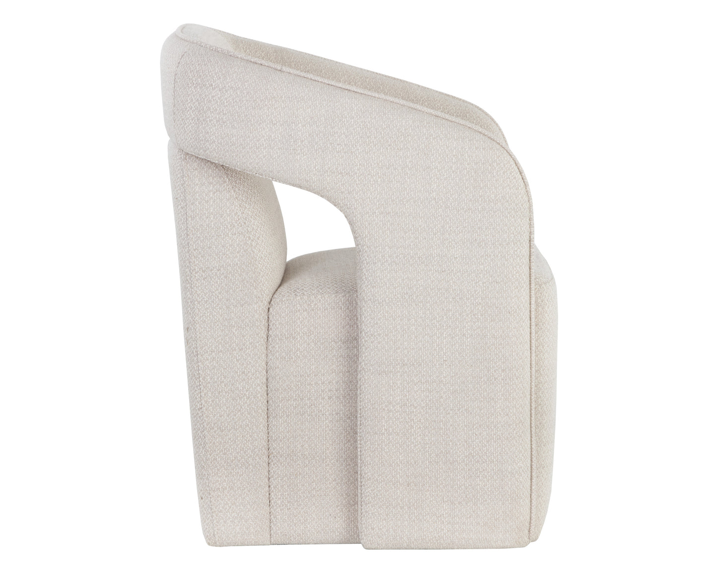 NAHLA KENDRICK WHEELED DINING ARMCHAIR - MOTO STUCCO