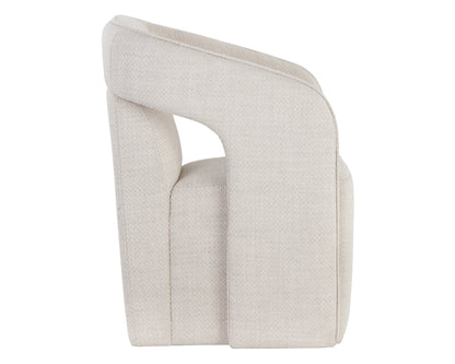 NAHLA KENDRICK WHEELED DINING ARMCHAIR - MOTO STUCCO