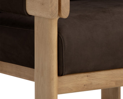 NAHLA CARMICHAEL LOUNGE CHAIR - NUBUCK COCOA LEATHER