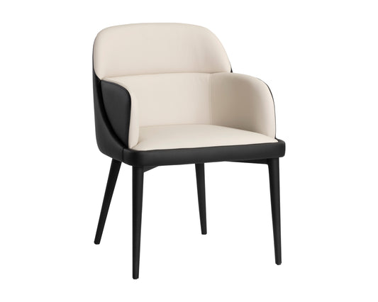 NAHLA HAGAN DINING ARMCHAIR - DILLON CREAM / DILLON BLACK