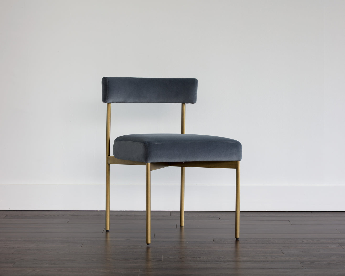 NAHLA SENECA DINING CHAIR - ANTIQUE BRASS - VELVET SLATE