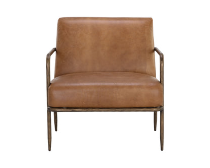NAHLA LATHAN LOUNGE CHAIR - TAN LEATHER