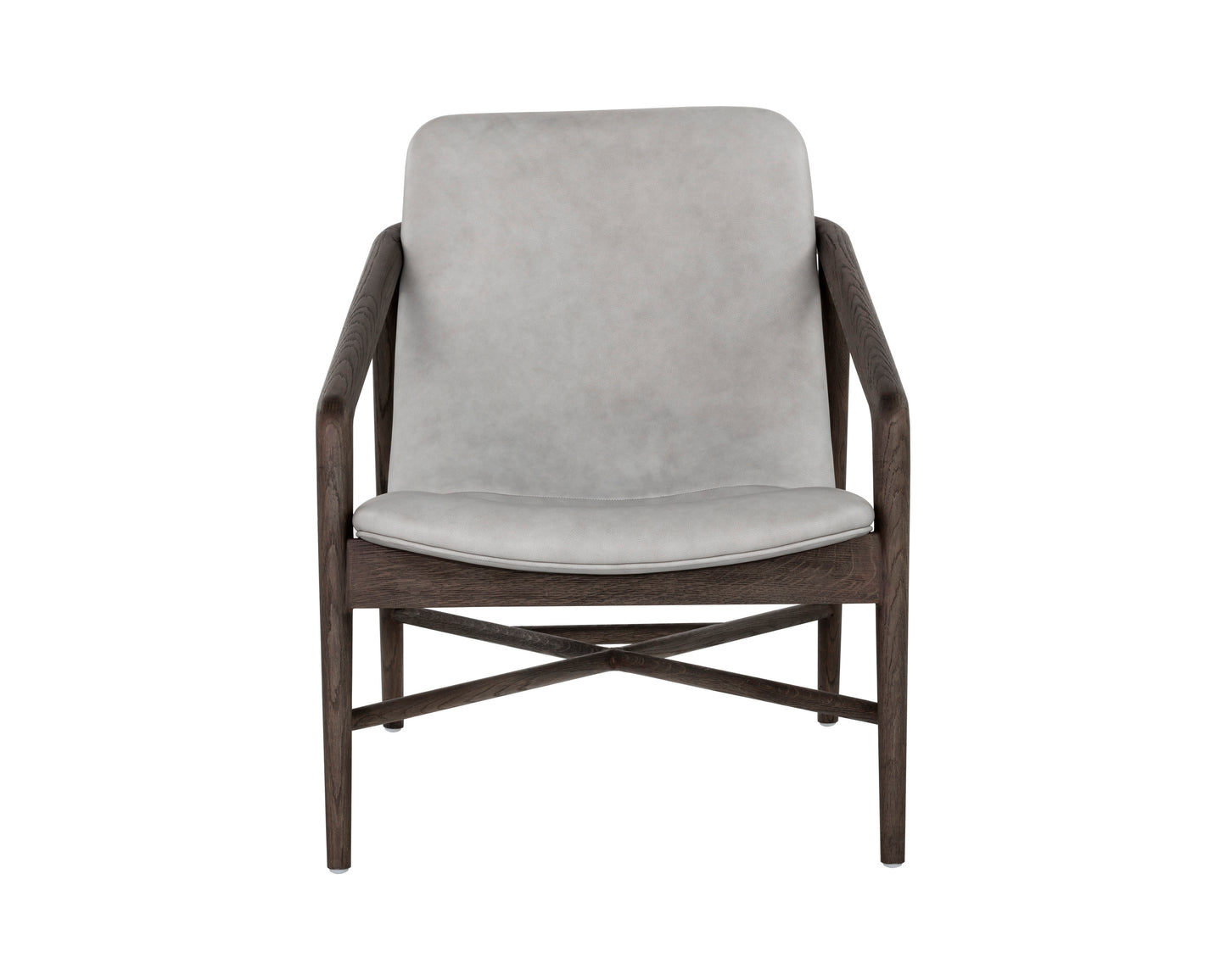NAHLA CINELLI LOUNGE CHAIR - DISTRESSED BROWN - SALOON LIGHT GREY LEATHER