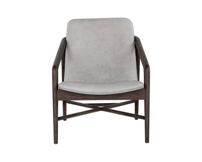 NAHLA CINELLI LOUNGE CHAIR - DISTRESSED BROWN - SALOON LIGHT GREY LEATHER
