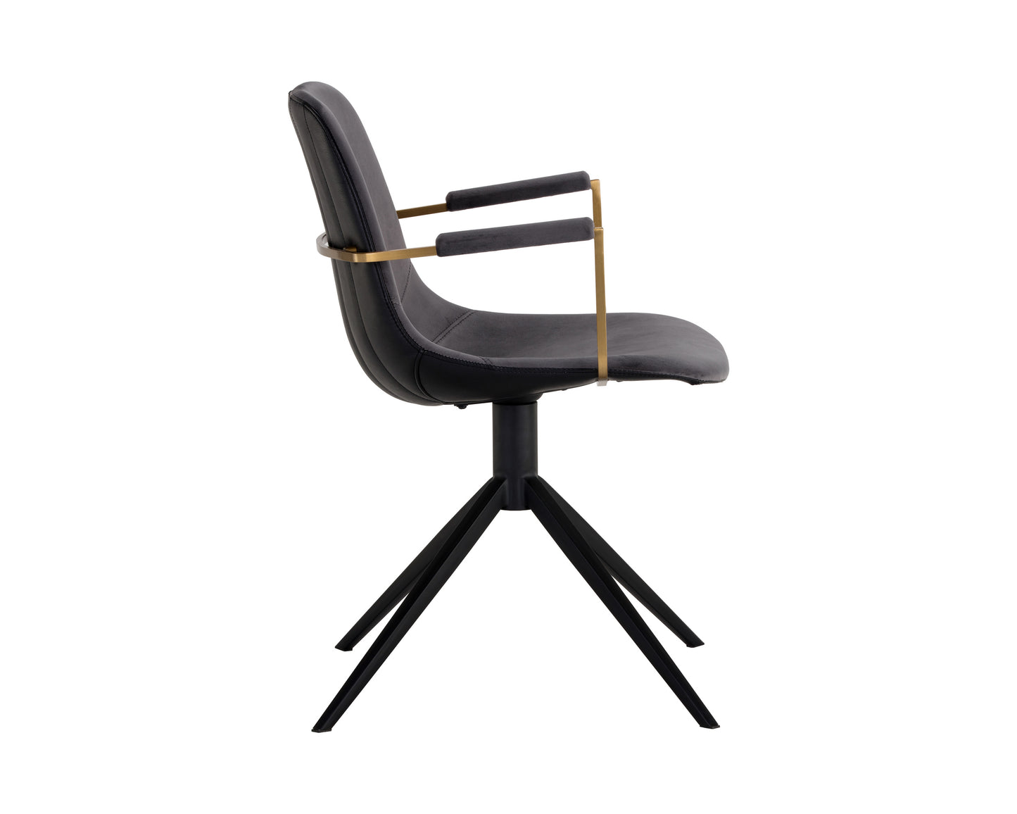 NAHLA CASSIUS SWIVEL DINING ARMCHAIR - SLATE TINT / NIGHTFALL BLACK
