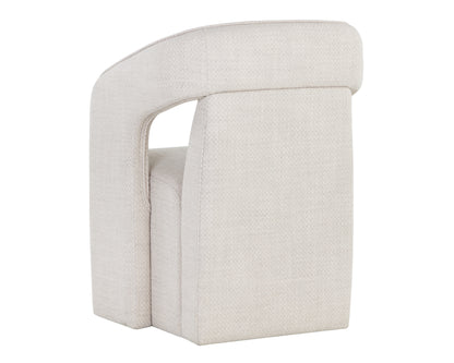 NAHLA KENDRICK WHEELED DINING ARMCHAIR - MOTO STUCCO