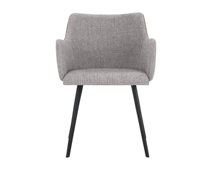 NAHLA GRIFFIN DINING ARMCHAIR - NOVEMBER GREY / BRAVO COGNAC