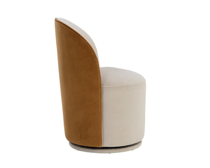 NAHLA CAVOLI SWIVEL DINING CHAIR - MEG TAUPE / MEG GOLD