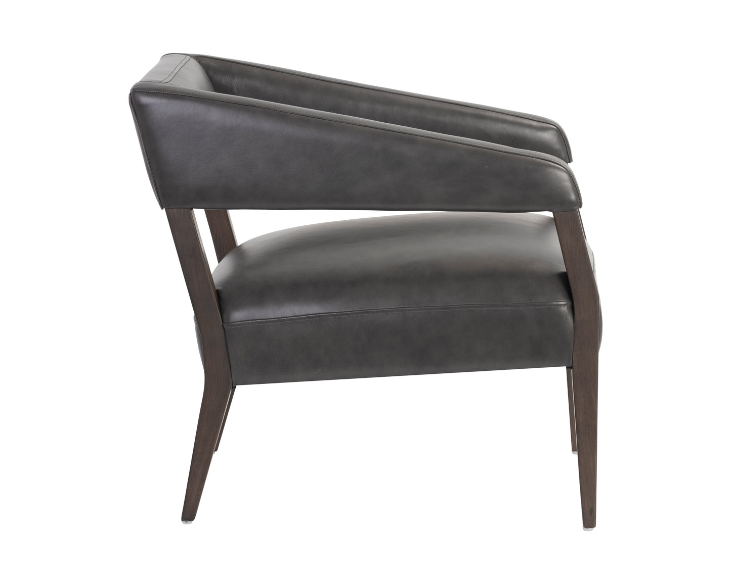 NAHLA CARLYLE LOUNGE CHAIR - BRENTWOOD CHARCOAL LEATHER