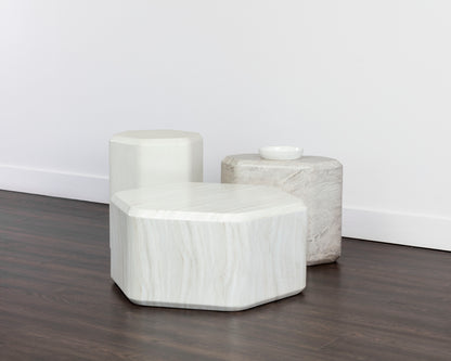 NAHLA SPEZZA SIDE TABLE - LOW - MARBLE LOOK - GREY