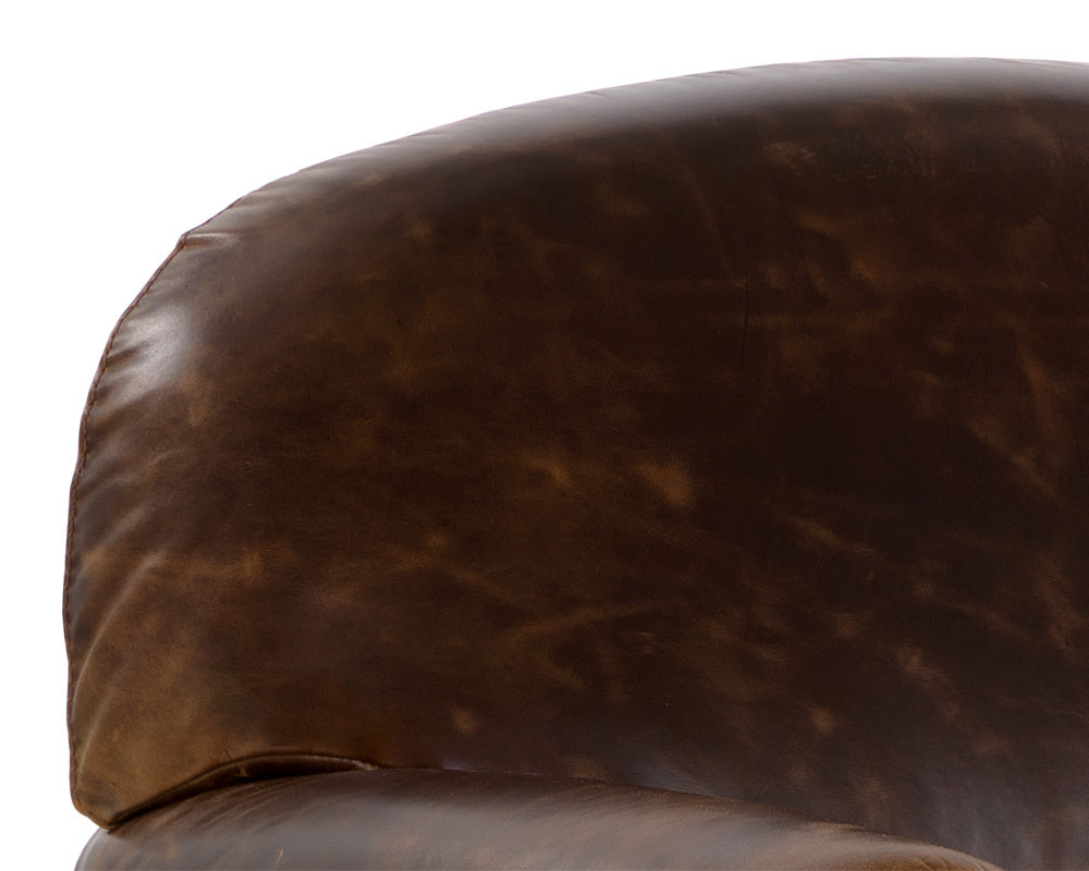 NAHLA BASTONI LOUNGE CHAIR - CHOCOLATE LEATHER