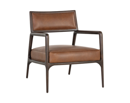 NAHLA DAMIEN LOUNGE CHAIR - VINTAGE CARAMEL LEATHER