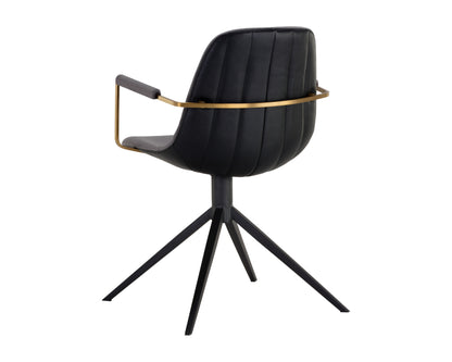 NAHLA CASSIUS SWIVEL DINING ARMCHAIR - SLATE TINT / NIGHTFALL BLACK