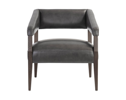 NAHLA CARLYLE LOUNGE CHAIR - BRENTWOOD CHARCOAL LEATHER