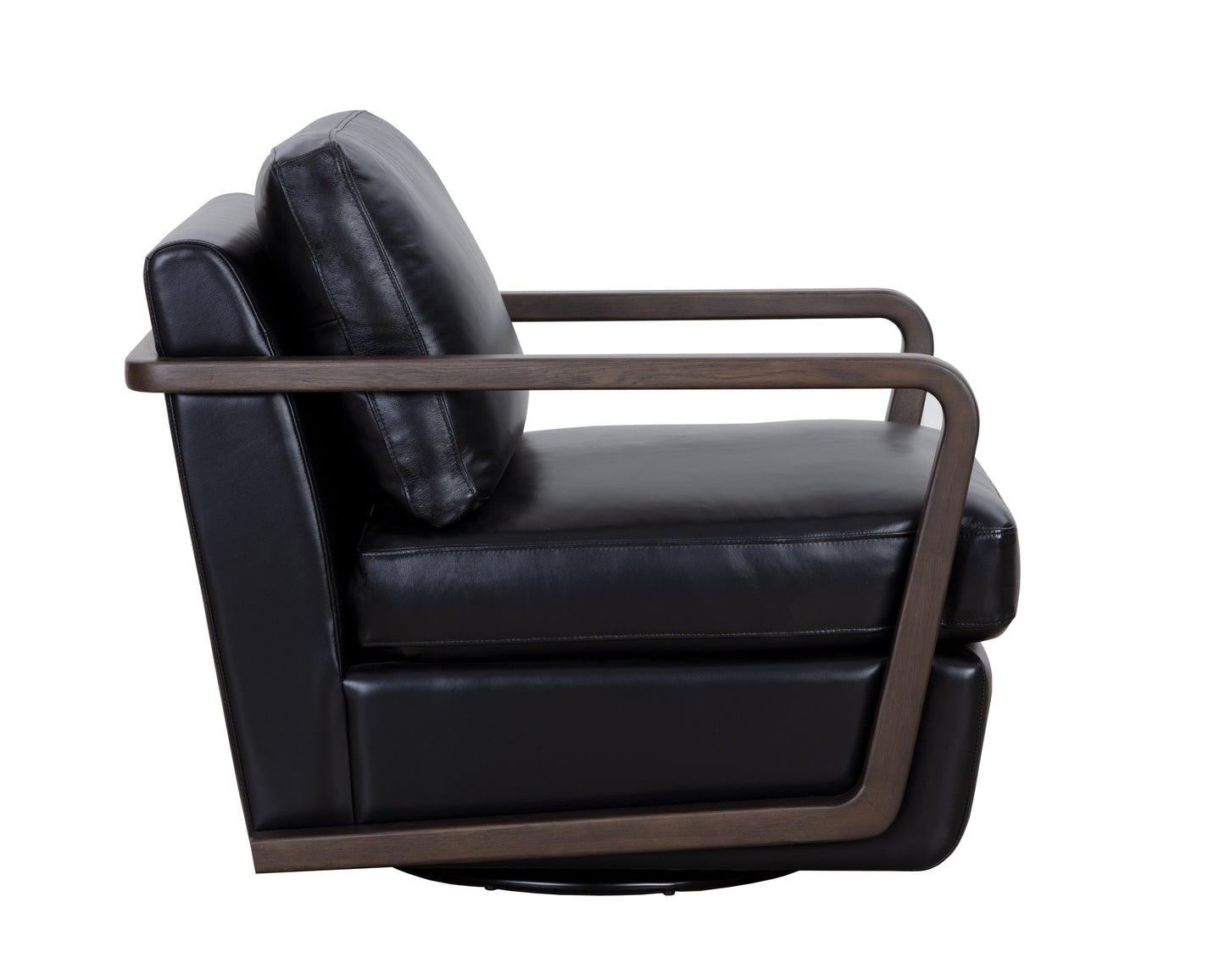 NAHLA CASTELL SWIVEL LOUNGE CHAIR - BROWN - CORTINA BLACK LEATHER
