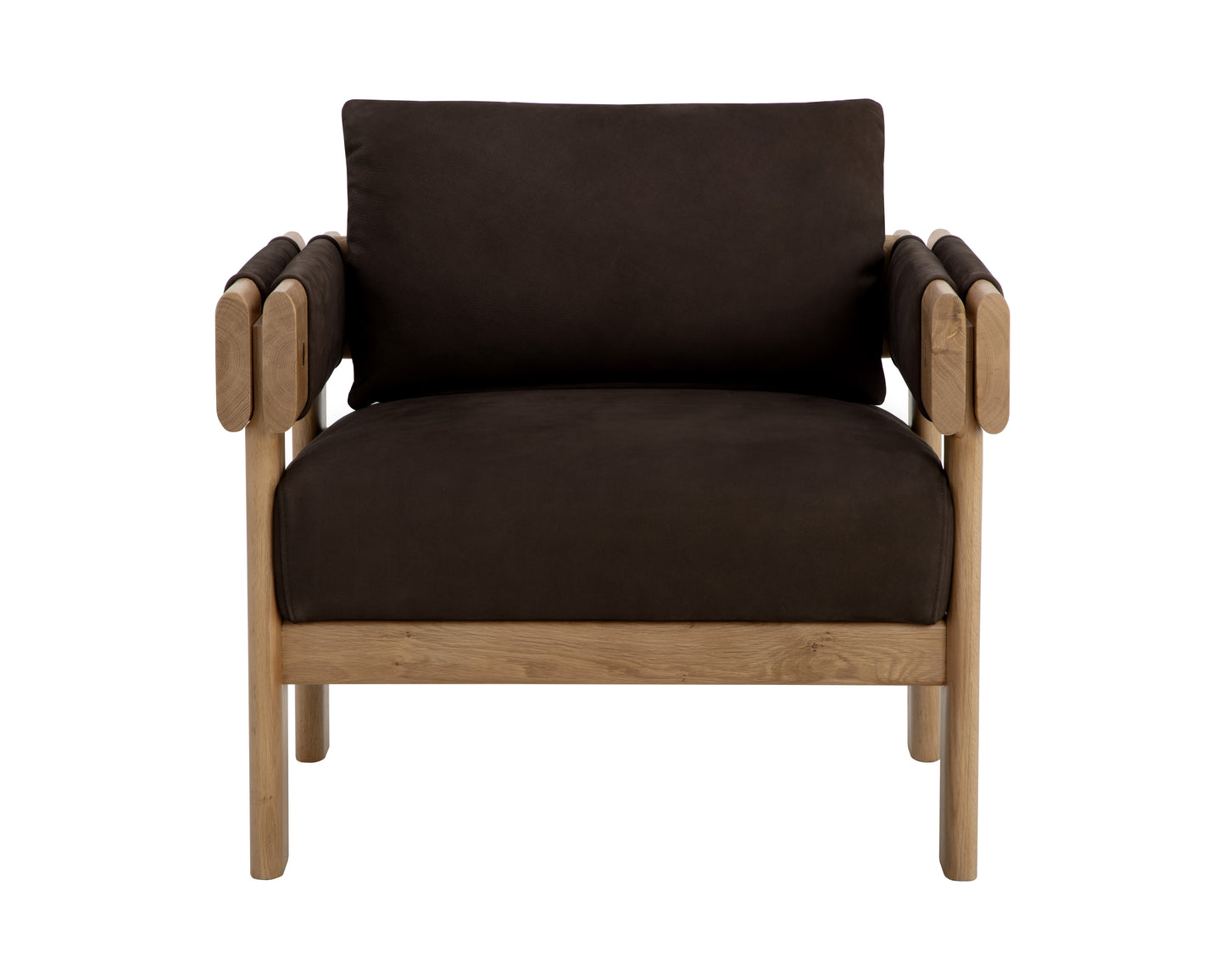 NAHLA CARMICHAEL LOUNGE CHAIR - NUBUCK COCOA LEATHER