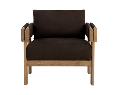 NAHLA CARMICHAEL LOUNGE CHAIR - NUBUCK COCOA LEATHER