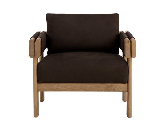 NAHLA CARMICHAEL LOUNGE CHAIR - NUBUCK COCOA LEATHER