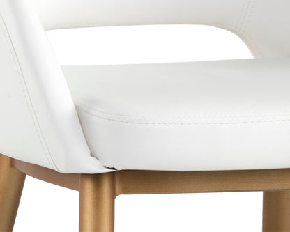 NAHLA THATCHER DINING ARMCHAIR - CHAMPAGNE GOLD - SNOW