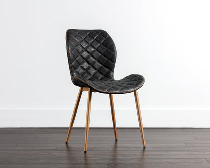 NAHLA LYLA DINING CHAIR - CHAMPAGNE GOLD - ANTIQUE BLACK
