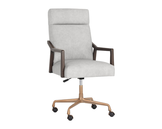 NAHLA COLLIN OFFICE CHAIR - BROWN - SALOON LIGHT GREY LEATHER