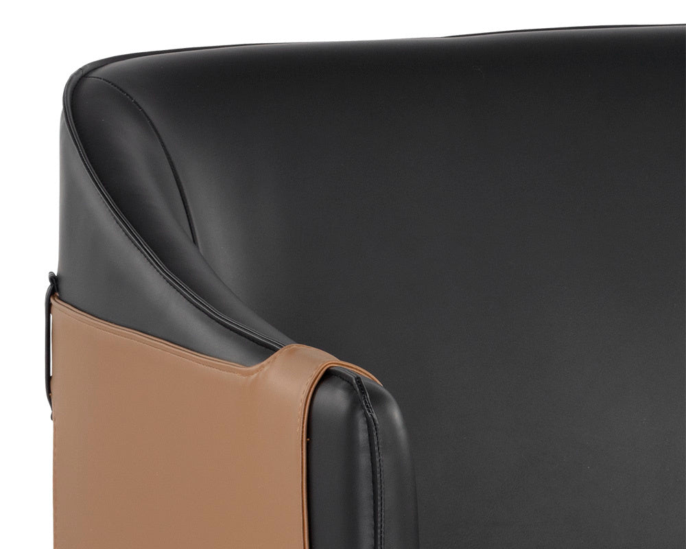 NAHLA CARTER LOUNGE CHAIR - NAPA BLACK / NAPA COGNAC