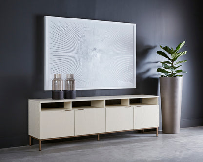 NAHLA AMBROSE MODULAR MEDIA CONSOLE AND CABINET - CHAMPAGNE GOLD - CREAM