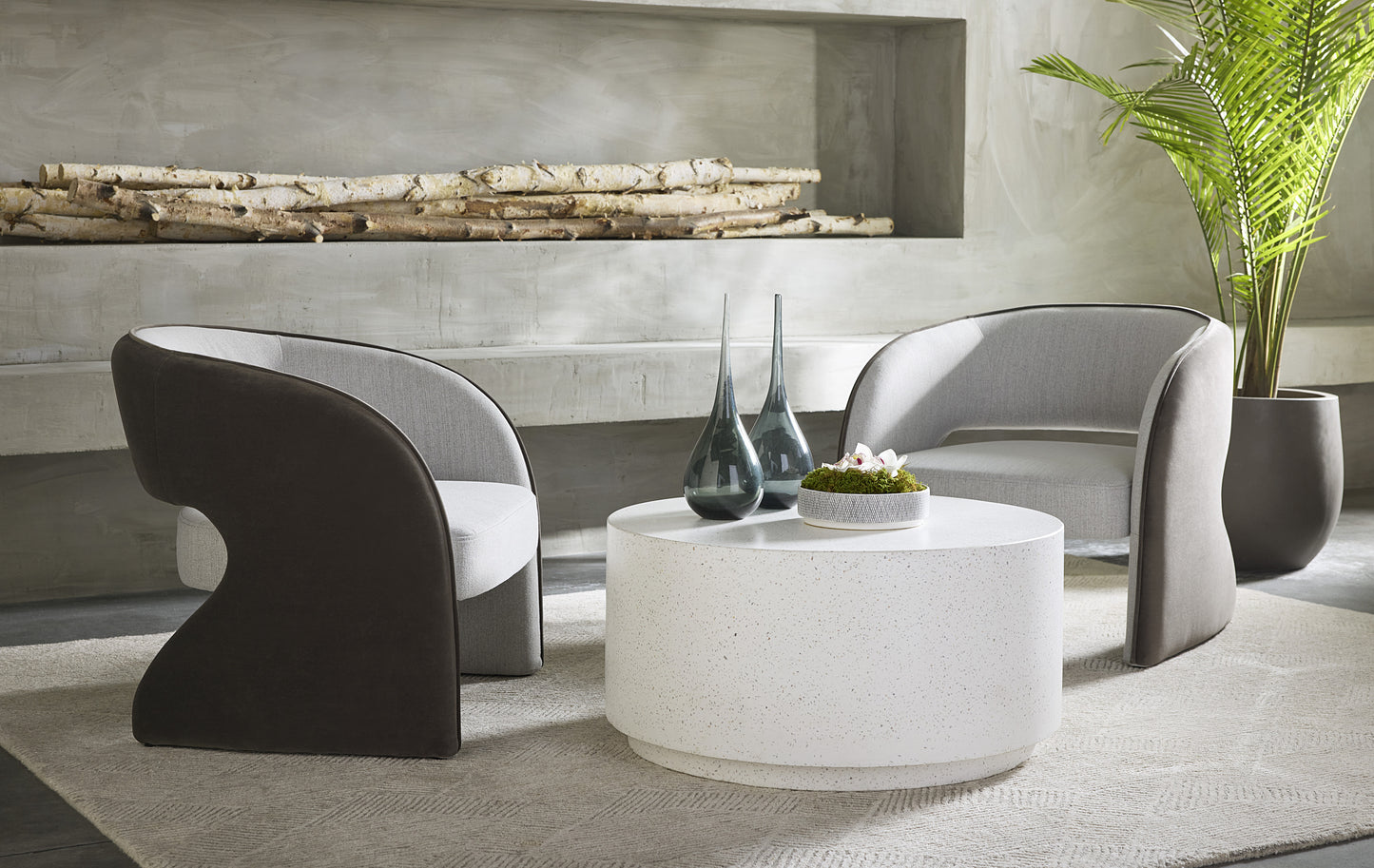 NAHLA ROSALIA LOUNGE CHAIR - MINA LIGHT GREY / MEG ASH