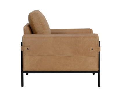 NAHLA CAMUS ARMCHAIR - LUDLOW SESAME LEATHER