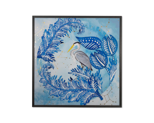 NAHLA BLUE HERON - 48" X 48" - CHARCOAL FRAME