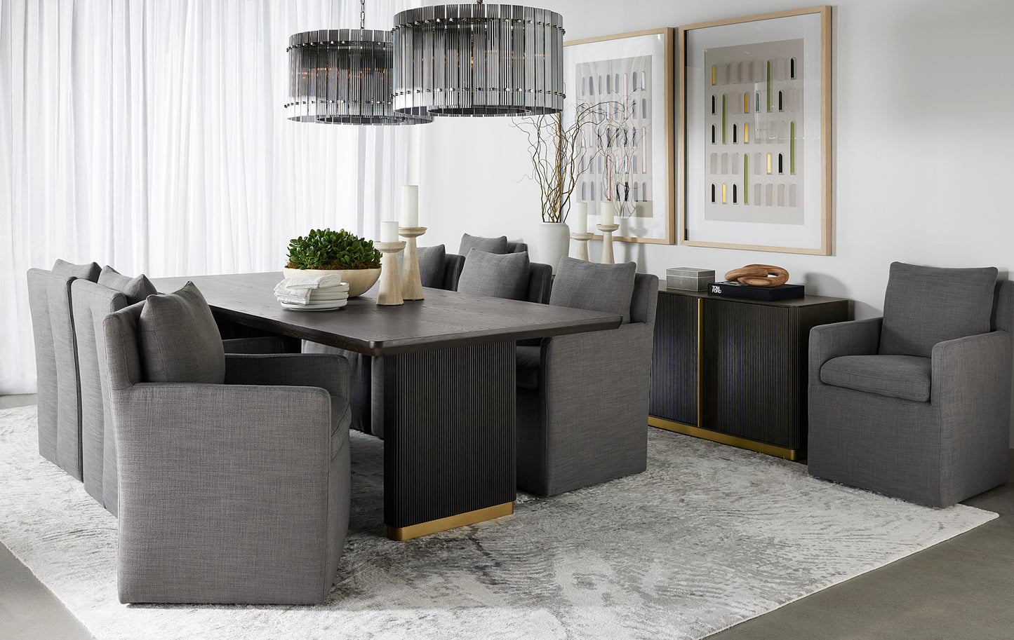 NAHLA GLENROSE WHEELED DINING ARMCHAIR - EFFIE SMOKE