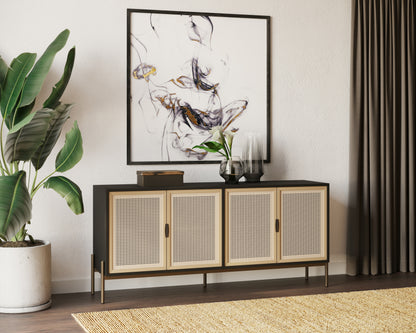 NAHLA AVIDA SIDEBOARD - LARGE - GOLD - BLACK/NATURAL