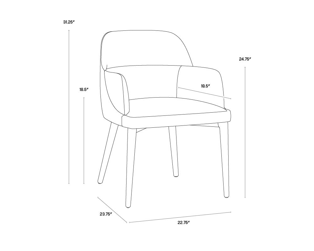 NAHLA HAGAN DINING ARMCHAIR - DILLON CREAM / DILLON BLACK