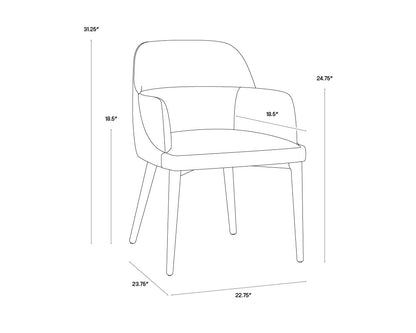 NAHLA HAGAN DINING ARMCHAIR - DILLON CREAM / DILLON BLACK