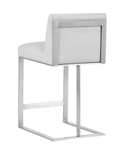 NAHLA DEAN COUNTER STOOL - STAINLESS STEEL - CANTINA WHITE