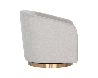 NAHLA HAZEL SWIVEL LOUNGE CHAIR - GOLD - BELFAST HEATHER GREY