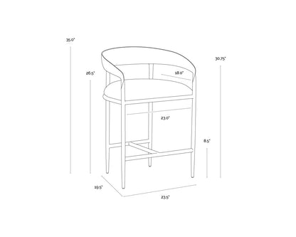 NAHLA ZANATTA COUNTER STOOL - TAN LEATHER