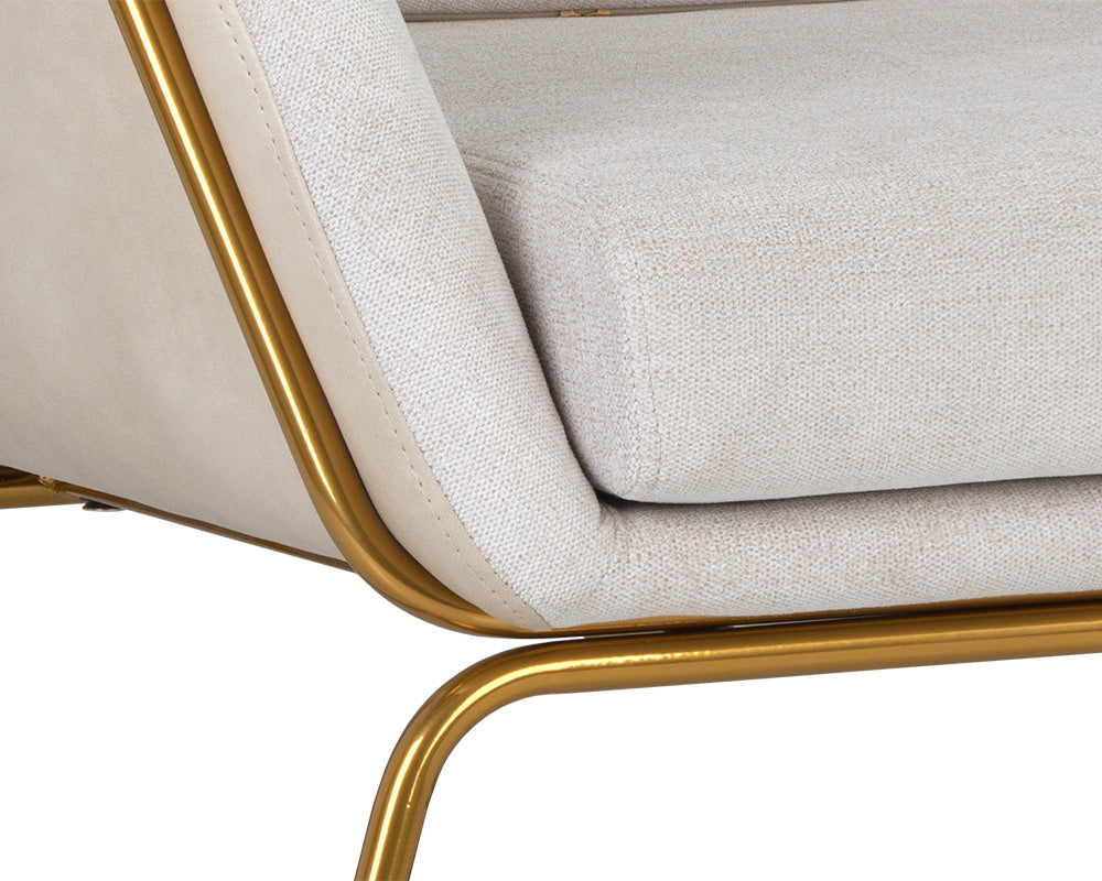 NAHLA WATTS LOUNGE CHAIR - GOLD - POLO CLUB MUSLIN / BRAVO CREAM