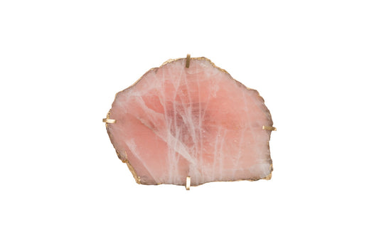 Gem Wall Tile in Brass Setting, Rose Quartz