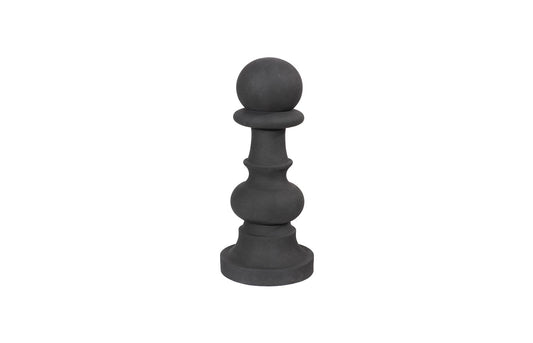 Pawn Chess Sculpture, Cast Stone Black