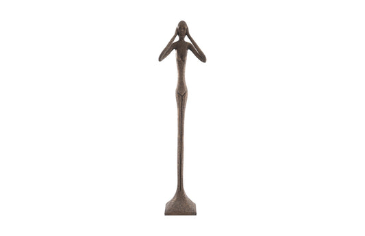Hear No Evil Slender Sculpture, Large, Resin, Bronze Finish