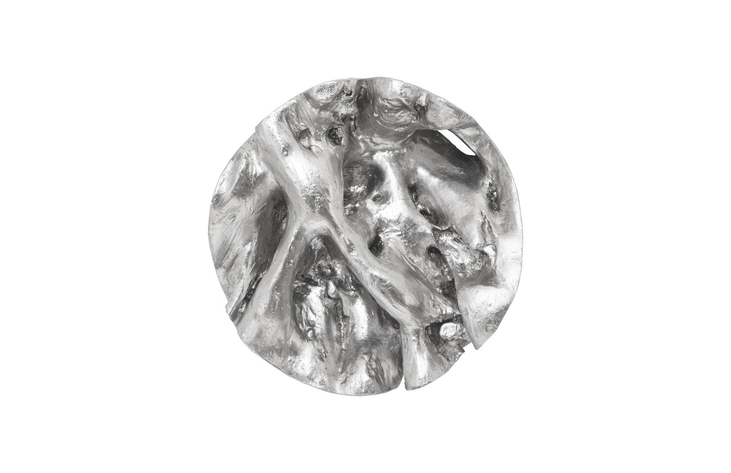 Cast Root Wall Tile, Resin, Silver Leaf, Round