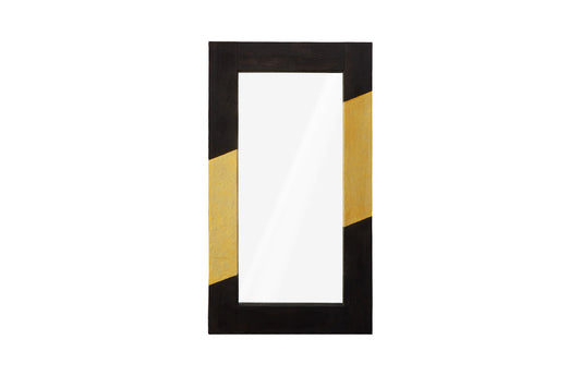 Scorched Mirror, Rectangle, Black and Gold Leaf