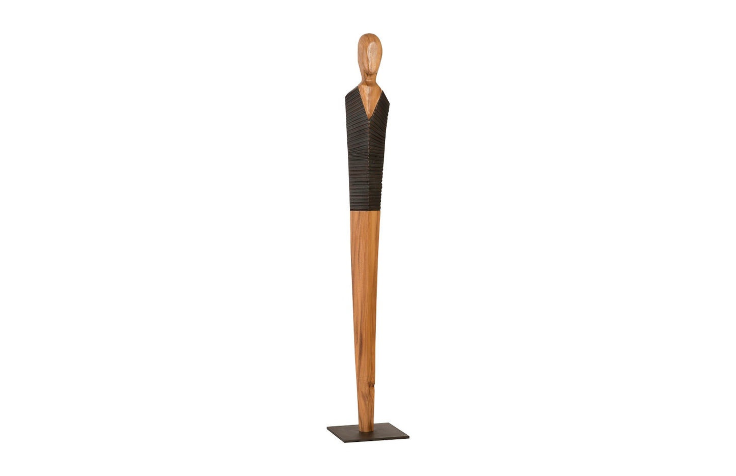 Vested Male Sculpture, Large, Chamcha, Natural, Black, Copper