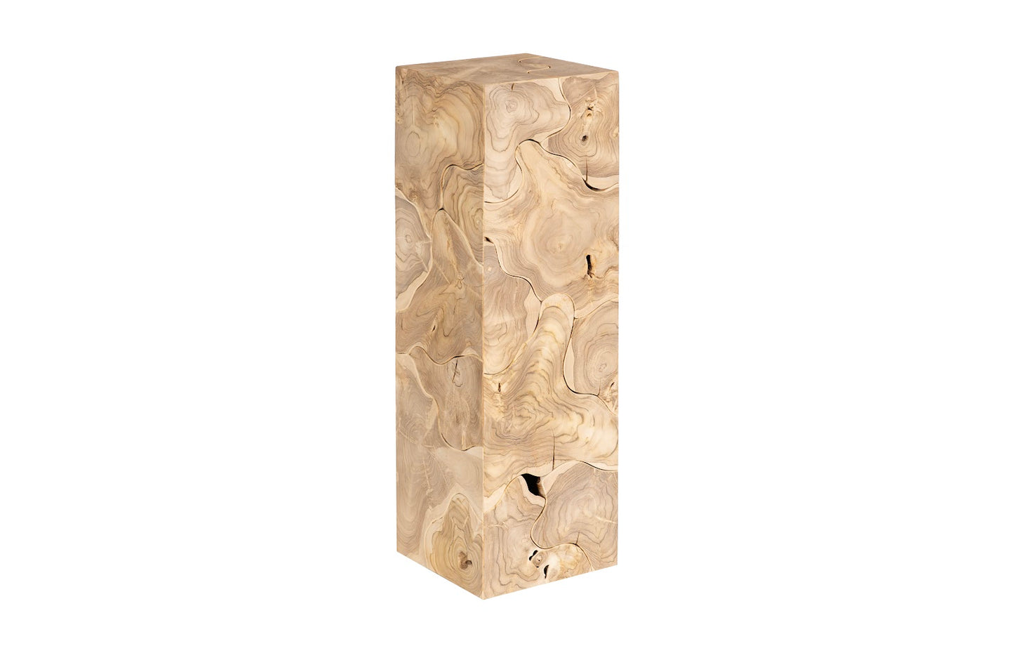 Teak Slice Pedestal, Square, Bleached ,  LG